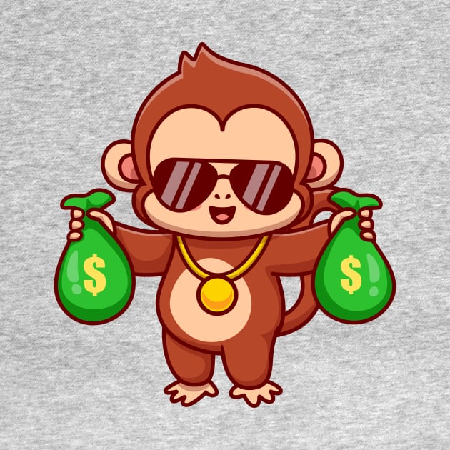 Cool Monkey Holding Money Bag Cartoon by Catalyst Labs